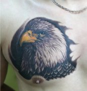 男人胸部帅气的老鹰纹身图案