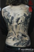 精美的美女满背仙鹤纹身图案