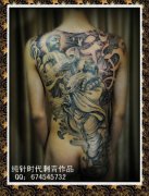 经典的满背达摩渡江纹身图案