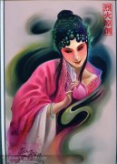 一款漂亮的美女花旦纹身图案
