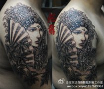 漂亮时尚的美女花旦纹身图案