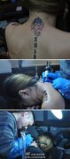 武汉老兵制作的颈后印度小象神纹身图案过程