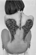 武汉兵哥制作的美女后背漂亮翅膀纹身作品写真（一）