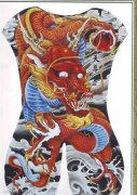 经典霸气的满背彩色龙纹身图案