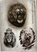 一组霸气超酷的狮头纹身图案