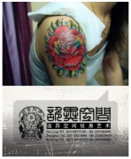 手臂漂亮好看的school玫瑰花纹身图案
