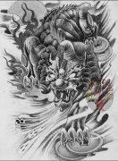 武汉纹身店老兵纹身网推荐一款招财图案貔貅纹身图片手稿大全