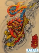 武汉纹身网推荐的招财纹身图案彩色貔貅纹身手稿大全图片
