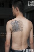 武汉专业纹身店喻迪制作的后背死神纹身图案作品一个月后恢复效果