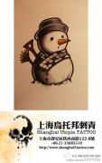 一款潮流时尚的小雪人纹身手稿