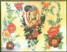 一款漂亮的欧美school美女纹身手稿