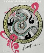 一款经典潮流的小蛇纹身手稿