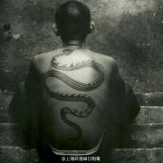 男生后背潮流经典的图腾蛇纹身图案