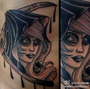 一款欧美女郎死神纹身图案