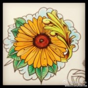 一组小巧潮流的小太阳花纹身图案