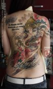 女生后背小满背象神纹身图案