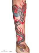 手臂潮流经典的一款蛇纹身图案