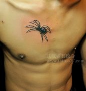 胸口立体蜘蛛纹身图案作品