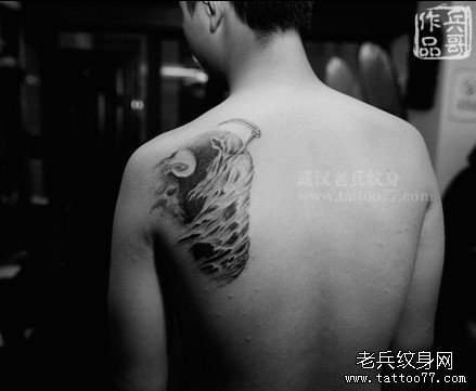 武汉纹身店兵哥制作的后背死神纹身图案作品及意义