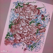 一款超霸气的满背老虎纹身手稿
