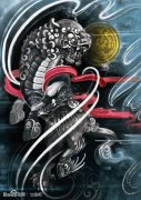 一款霸气超帅的神兽纹身手稿