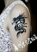 女生手臂时尚很酷的一款图腾龙纹身图案