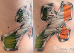 一款经典的欧美彩色十字架纹身图案