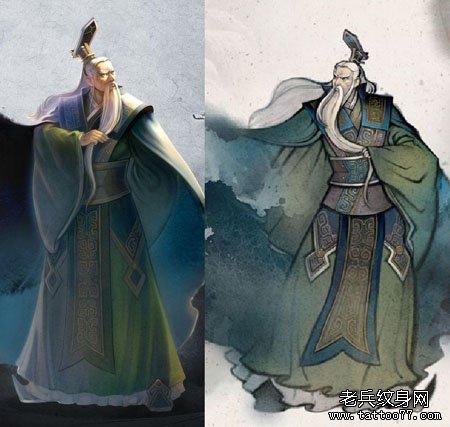 武汉专业纹身店介绍一组姜子牙纹身图案手稿