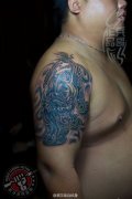 大臂貔貅纹身作品及意义遮盖旧玫瑰花纹身图案