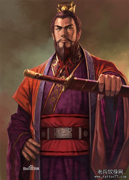 请欣赏一组三国人物孙权纹身图案大全