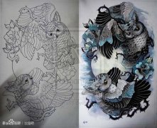 很帅潮流的猫头鹰纹身手稿