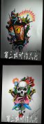 精美潮流的两款欧美school纹身手稿