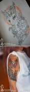 女生手臂潮流经典的小鹿纹身图案