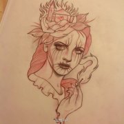 漂亮的欧美美女纹身手稿