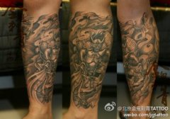 腿部很酷经典的风神纹身图案