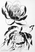 潮流精美的一款莲花纹身手稿