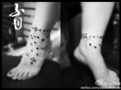 女生脚腕唯美脚链纹身图案