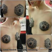 美女胸部经典很酷的点刺图腾纹身图案
