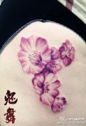 女生腿部唯美好看的花卉纹身图案