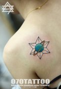 女生肩背小星球纹身图案