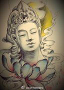 潮流经典的一款佛头纹身手稿