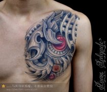 胸口上一款欧美3D纹身图案