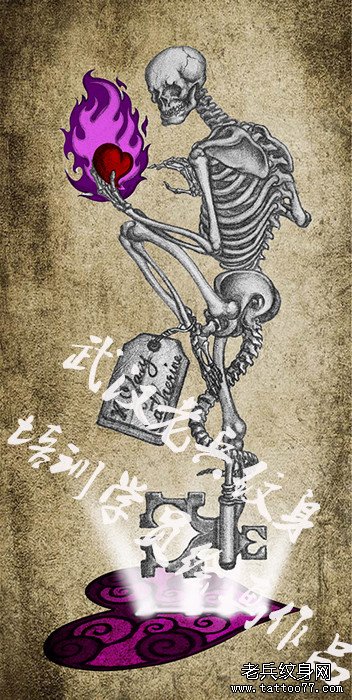 武汉最好的纹身学校纹身学员绘画的骷髅素描作品