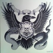 时尚很酷的一款老鹰与蛇纹身手稿