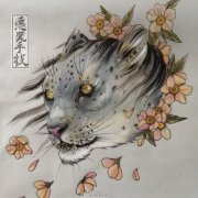 时尚帅气的一款豹头纹身手稿