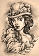 一款性感美女纹身手稿分享