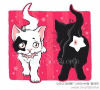 一组可爱的猫咪纹身手稿