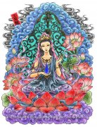 潮流漂亮的一款观音纹身手稿