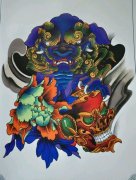武汉最好纹身店为你推荐一款时尚个性的唐狮纹身手稿
