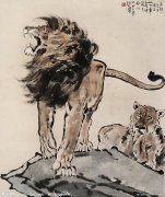 推荐一款水墨画狮子纹身手稿